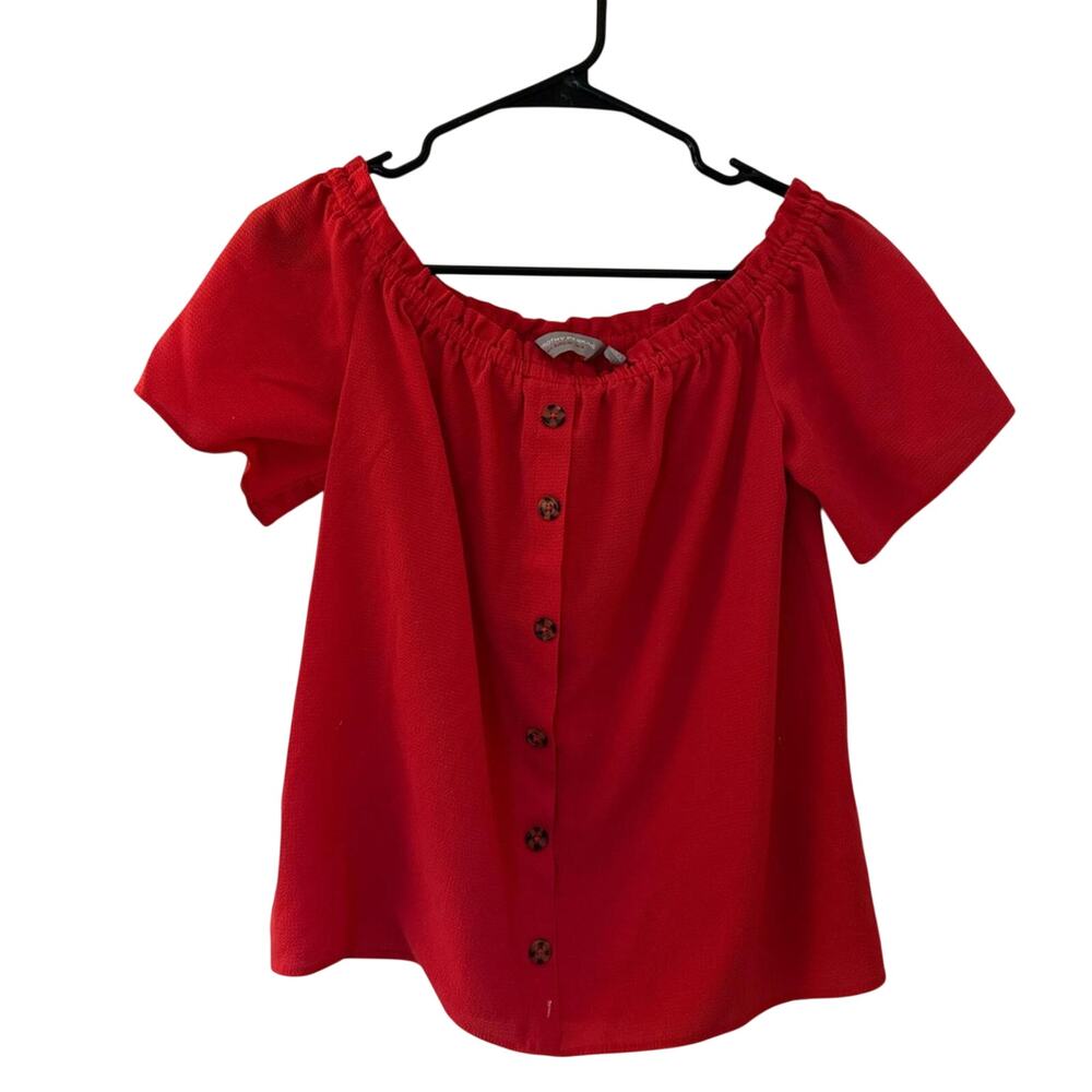Red off the shoulder blouse